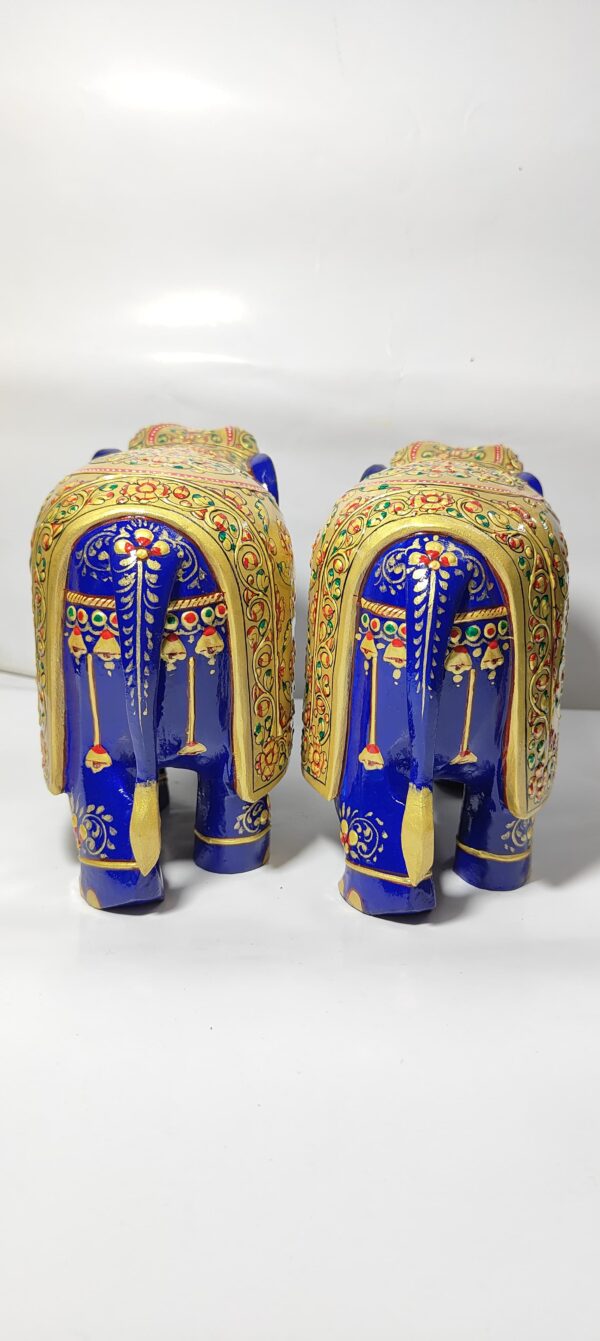 Painted Rajasthani Blue Elephant Figurines – Set of 2