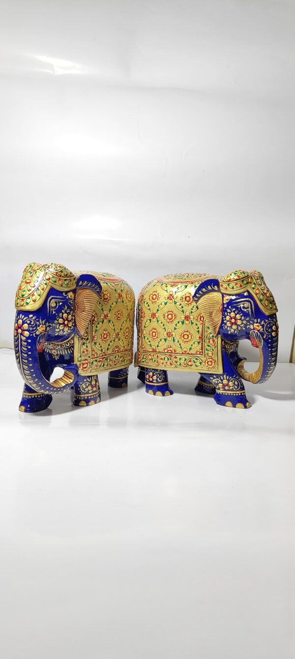 Painted Rajasthani Blue Elephant Figurines – Set of 2