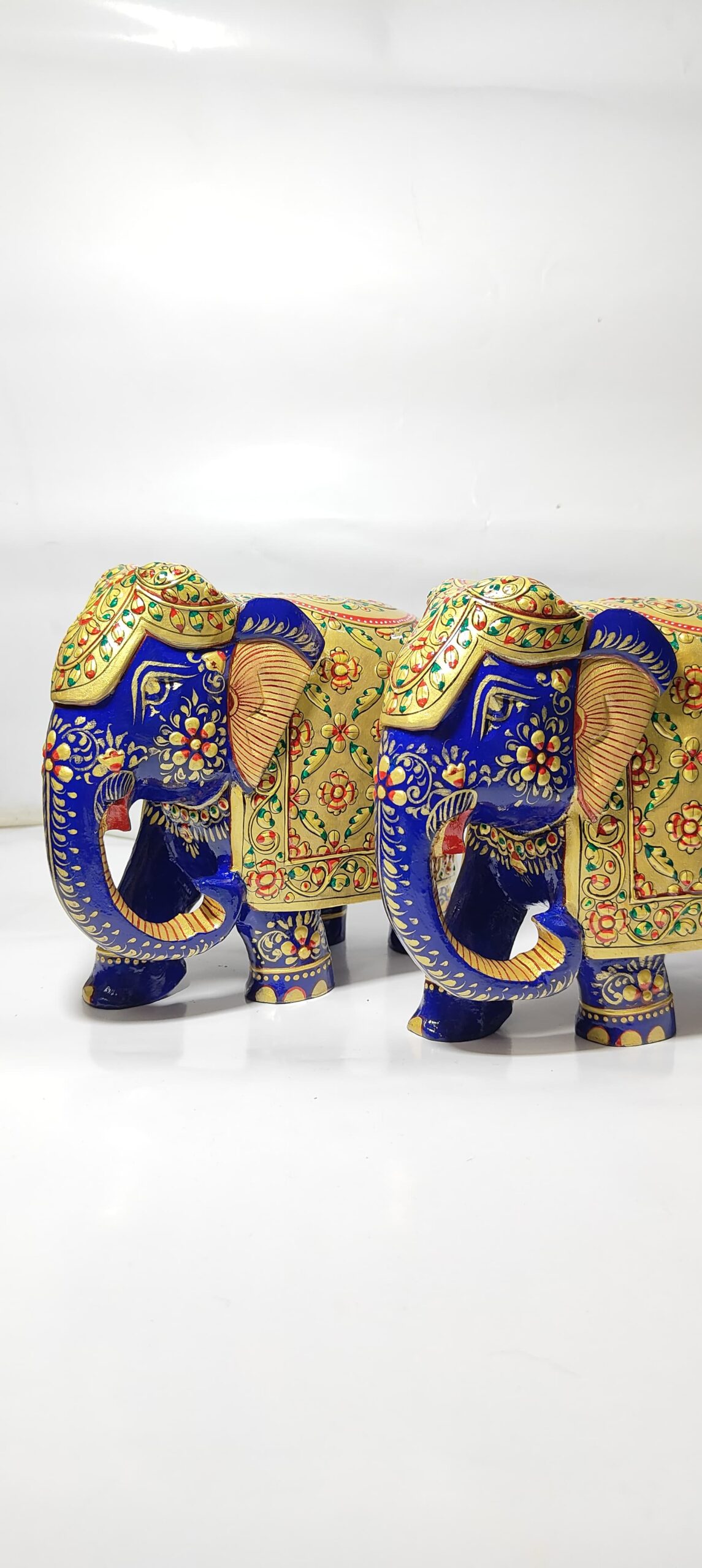Hand-Painted Rajasthani Elephant Showpiece – Black & Multicolor