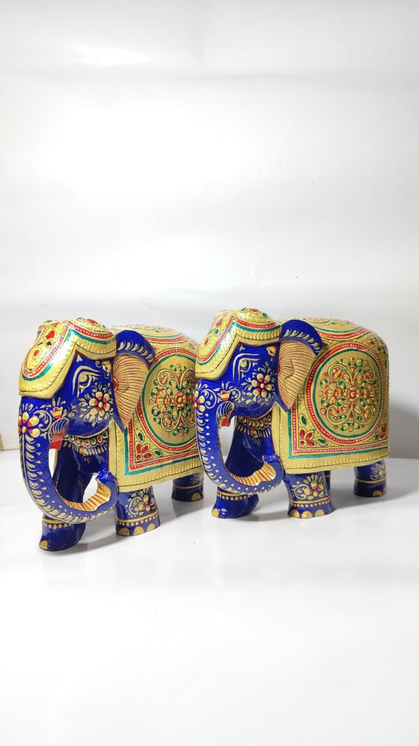 Painted Rajasthani Blue Elephant Figurines – Set of 2