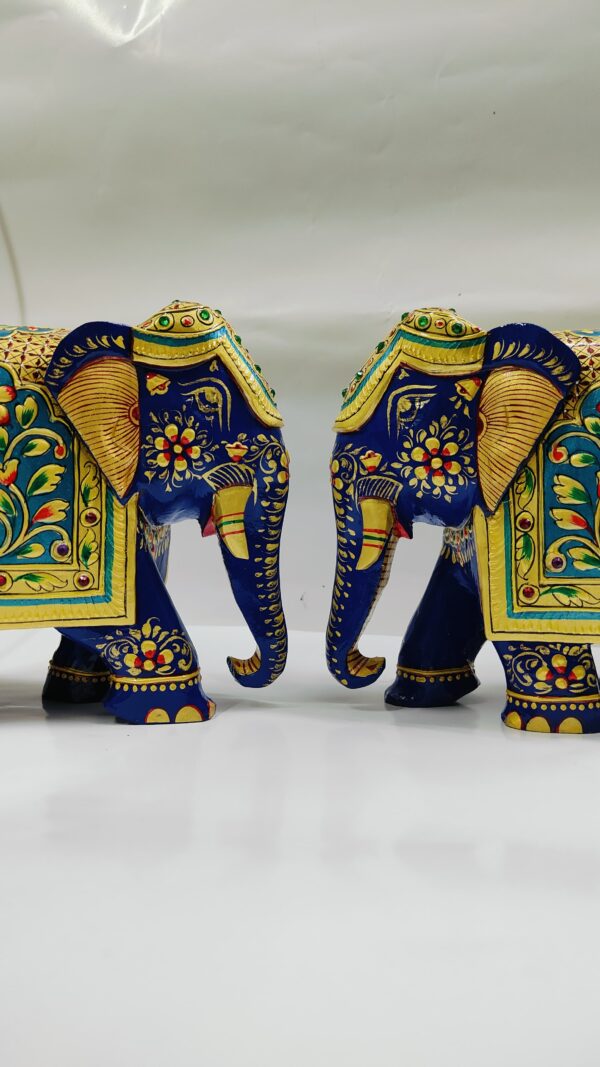 Painted Rajasthani Blue Elephant Figurines – Set of 2