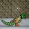 Hand-Painted Wooden Parrot Figurine – Green Decorative Art Piece