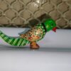 Hand-Painted Wooden Parrot Figurine – Green Decorative Art Piece