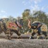 Hand-Painted Rajasthani Elephant Showpiece – Black & Multicolor