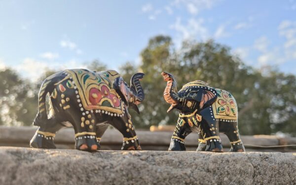 Hand-Painted Rajasthani Elephant Showpiece – Black & Multicolor