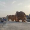Hand-Carved Wooden Elephant with Baby Elephant Inside – Miniature Jali Art