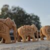 Hand-Carved Wooden Elephant with Baby Elephant Inside – Miniature Jali Art