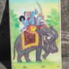 Handmade Rajasthani Miniature Painting of Blue Deity Riding an Elephant