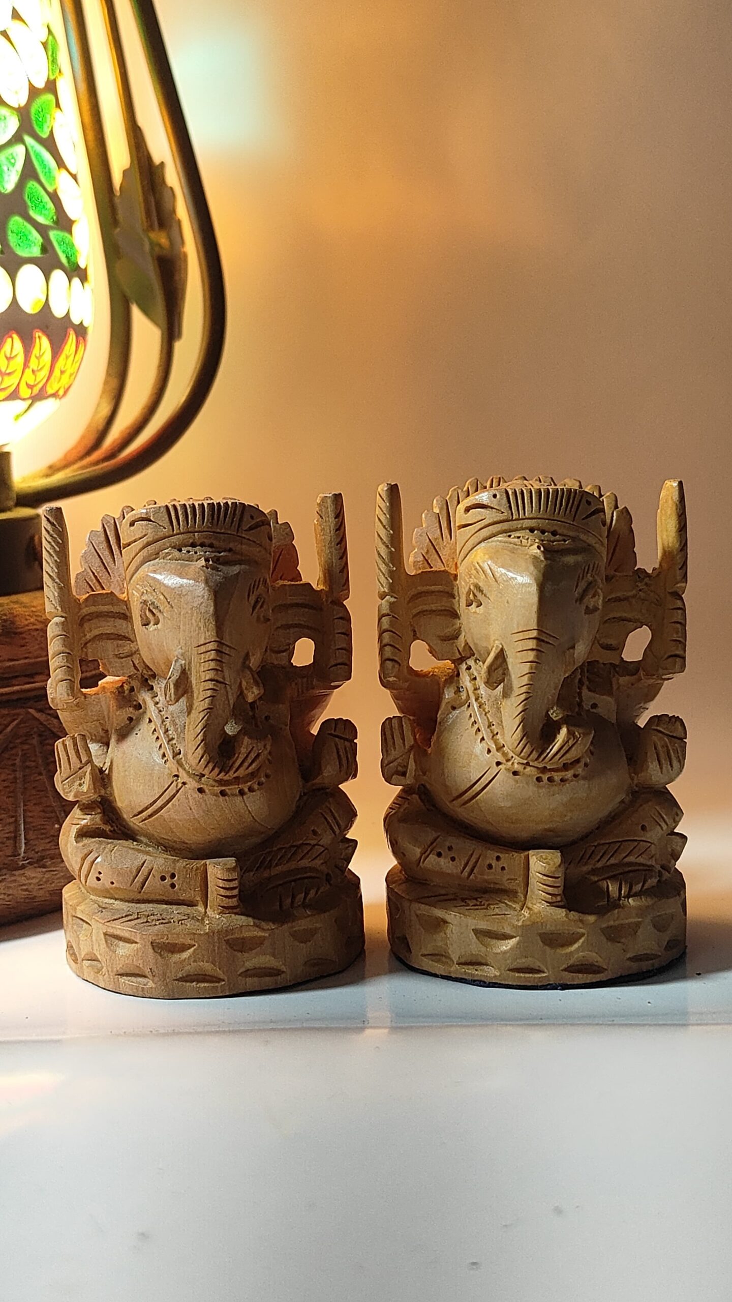 Hand-Carved Wooden Elephant with Baby Elephant Inside – Miniature Jali Art