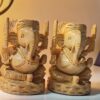 Twin Ganesha – Hand-Carved Wooden Idol Set